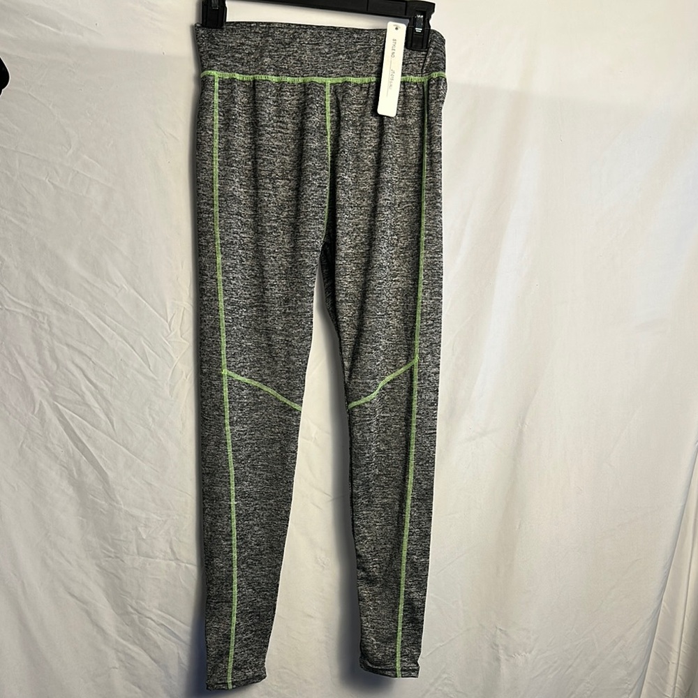 Gray Leggings with Green Accents